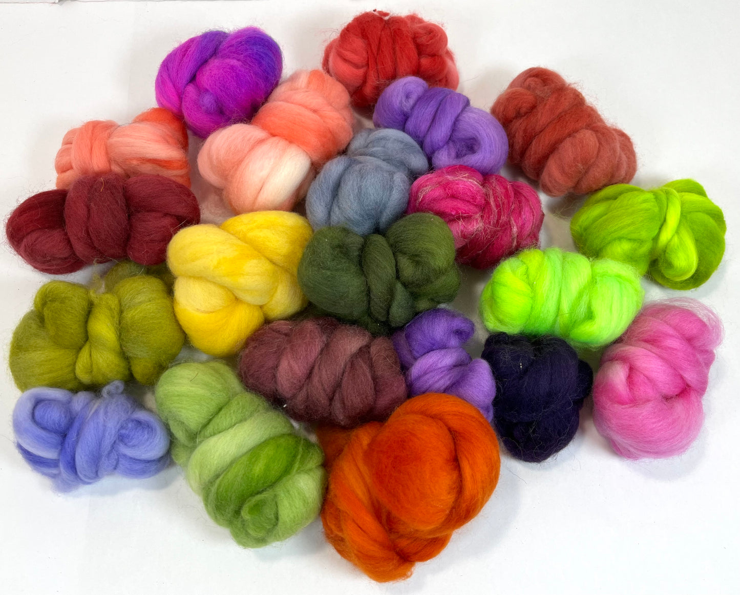 22 Little Bumps of Color - 7.7 oz, combed top, spinning fiber, handspinning, wool, felting fiber, 0609-02
