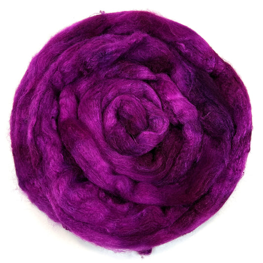 Bougainvillea - 2 oz BFL/Silk combed top, roving, spinning fiber, handspinning, felting, needle felting, weaving supplies