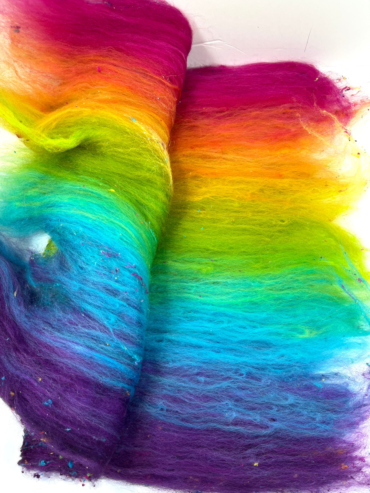 Plumeria Batt 0404-06 - 2.7 oz Corriedale wool, silk, noils, spinning fiber, drumcarded, handspinning, nuno, felting wool