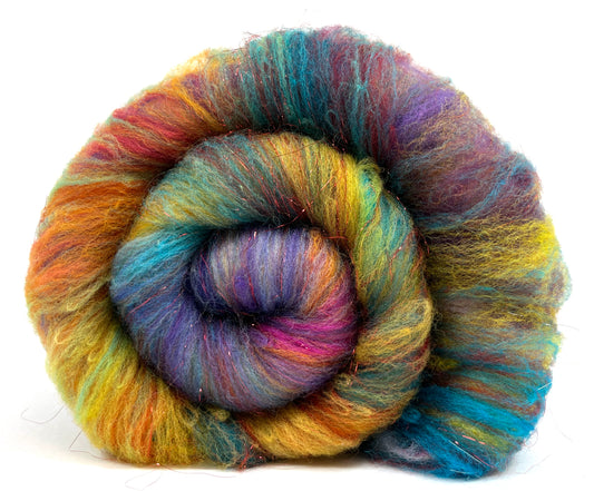 Crayon Box Batt 0516-01 - 3.3 oz Soft wool, sparkle, spinning fiber, drumcarded, handspinning, nuno, felting wool