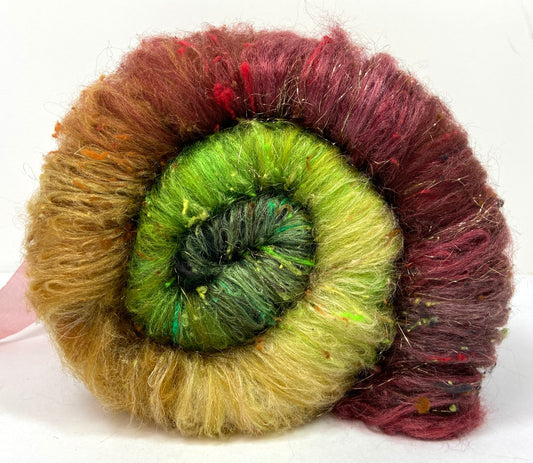 Arboreal Gradient Batt 1006-03 - 2.8 oz Corriedale wool, silk, noils, spinning fiber, handspinning, nuno, felting wool, weaving, spindle