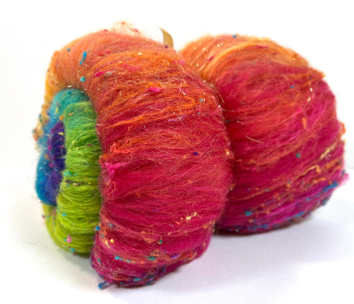 Plumeria Batt 0404-05 - 2.7 oz Corriedale wool, silk, noils, spinning fiber, drumcarded, handspinning, nuno, felting wool