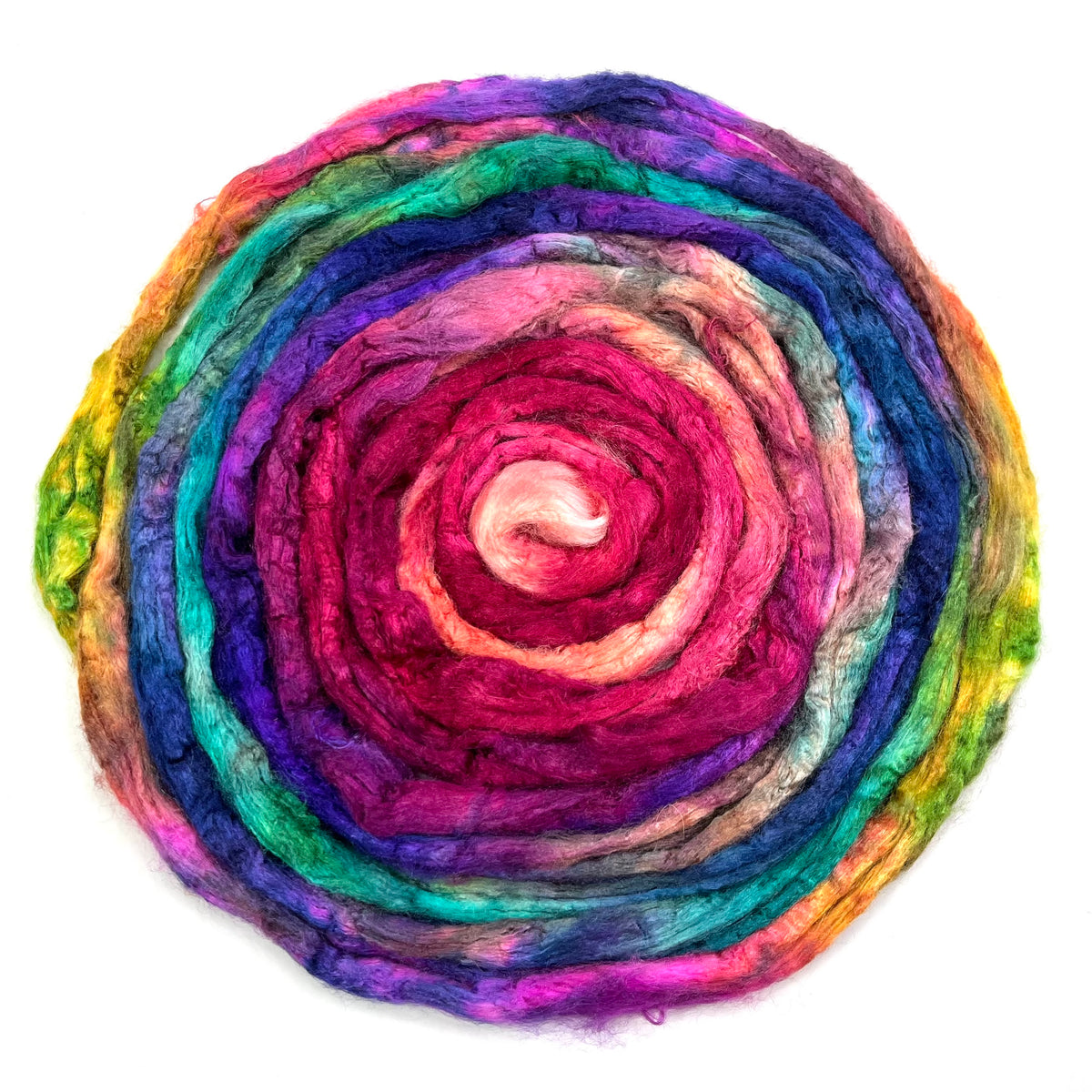 Tussah Silk - Fantasmic - 2 oz hand dyed, nuno felting, spinning fiber, art yarn, handspinning, felting fiber, corespinning, roving