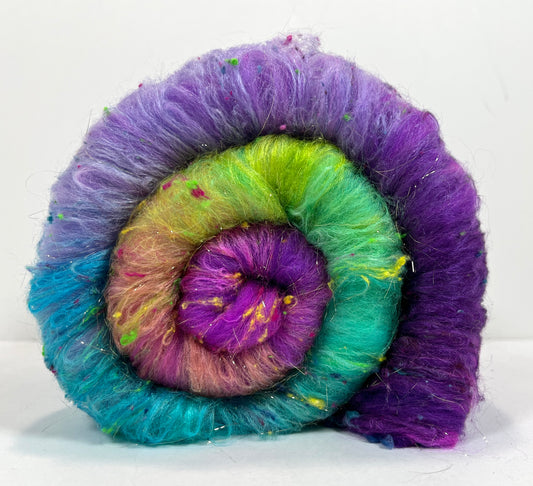 Disco Fever Gradient Batt 0728-01 - 2.6 oz Polwarth wool, silk, noils, spinning fiber, handspinning, nuno, felting wool, weaving, spindle