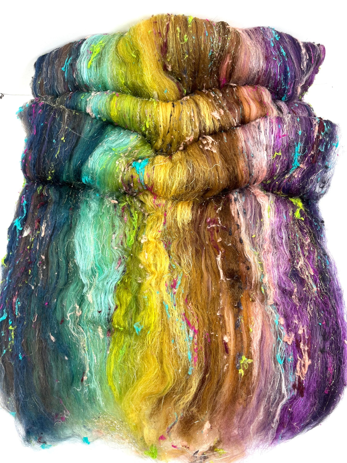Reverie Batt 0801-01 - 3.9 oz soft wool, silk, noils, spinning fiber, drumcarded, handspinning, nuno, felting wool