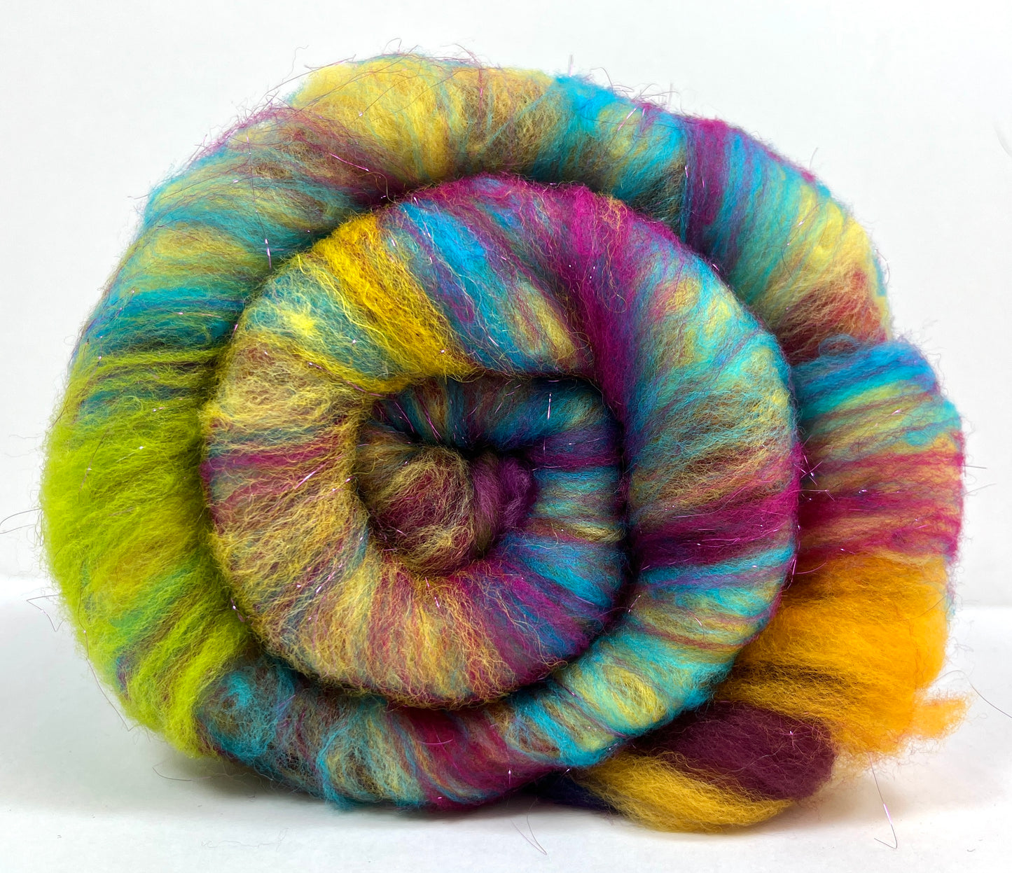 Crayon Box Batt 0618-05 - 2.7 oz Soft wool, sparkle, spinning fiber, drumcarded, handspinning, nuno, felting wool