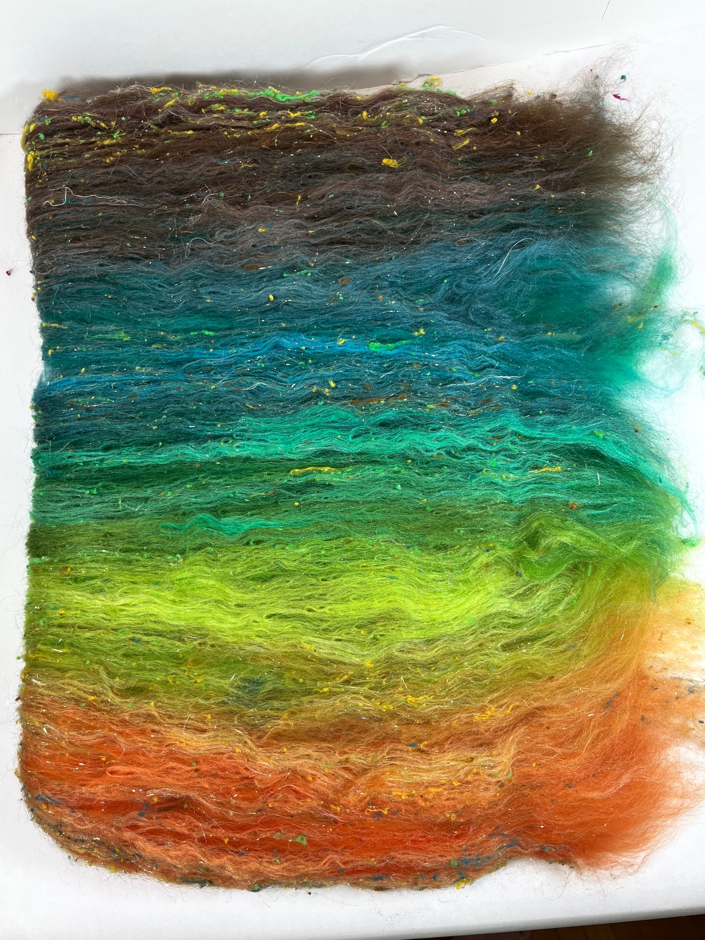 Sea Witch Gradient Batt 0905-02 - 2.8 oz Polwarth wool, silk, hemp, noils, spinning fiber, handspinning, nuno, felting wool, weaving, spindle