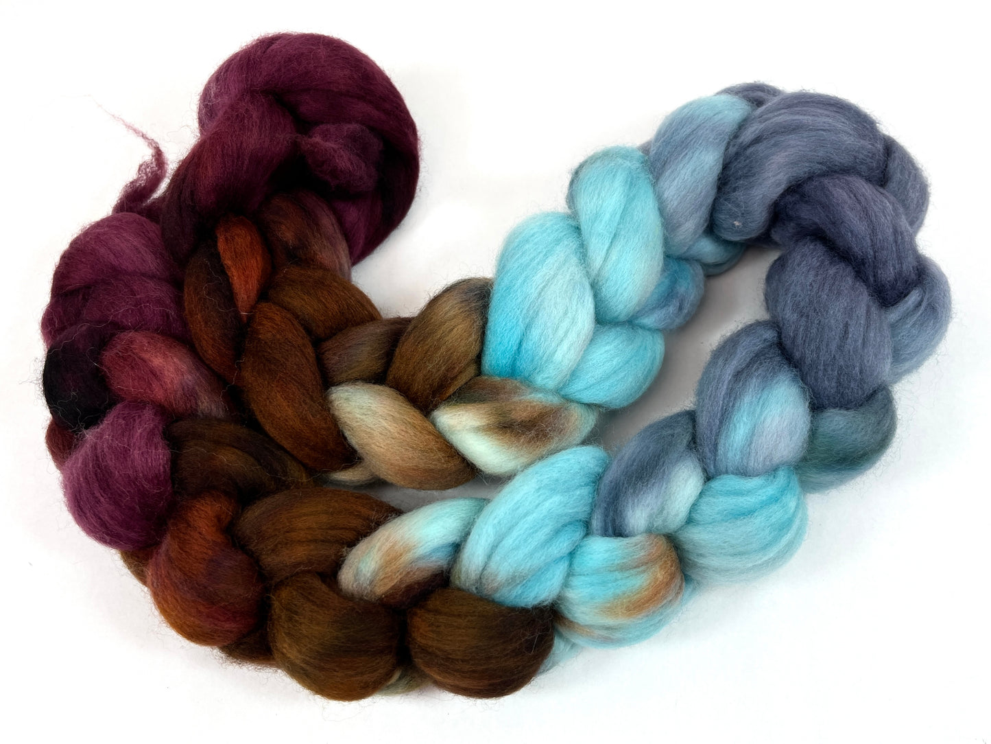 Winter Treeline MG - 4 oz hand painted wool combed top, roving, spinning fiber, handspinning, felting