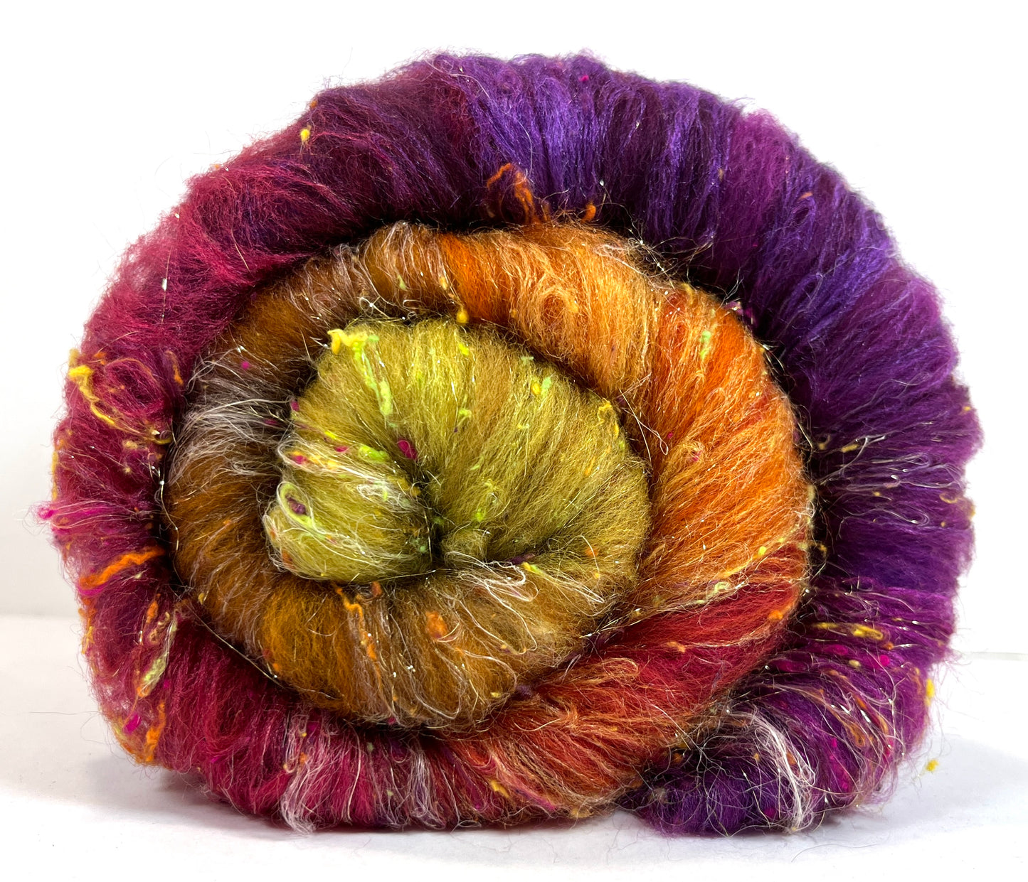 Curried Beets Gradient Batt 0905-03 - 2.5 oz Cormo wool, silk, hemp, noils, spinning fiber, handspinning, nuno, felting wool, weaving, spindle