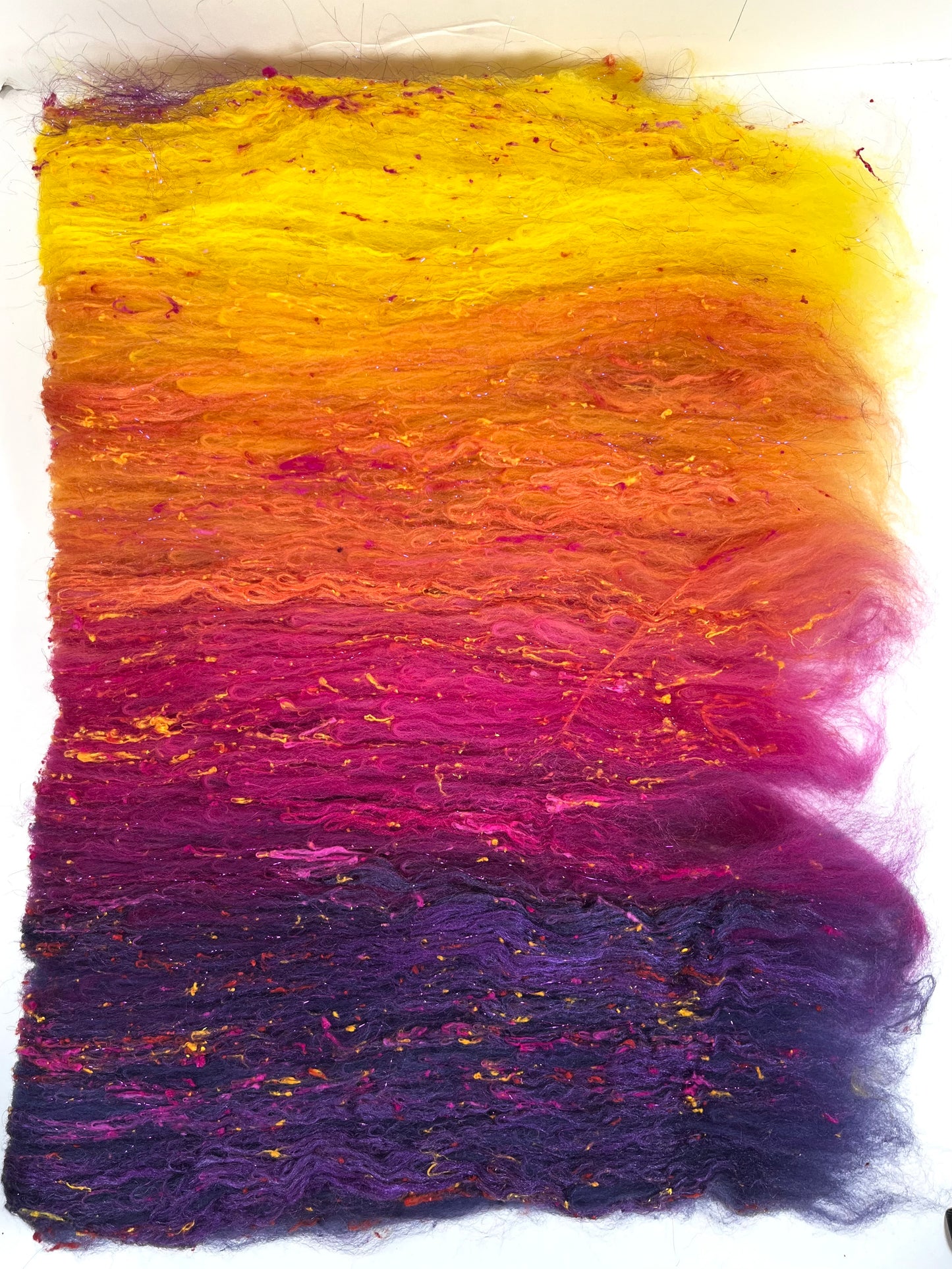 Sassy Gradient Batt 0520-03 - 2.3 oz Cormo wool, silk, noils, spinning fiber, drumcarded, handspinning, nuno, felting wool