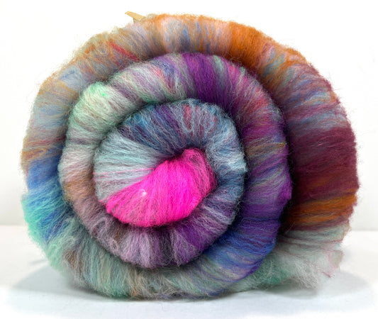 Crayon Box Batt 0729-02 - 4 oz Soft wool, NO SPARKLE, gradient style, spinning fiber, drumcarded, handspinning, nuno, felting wool