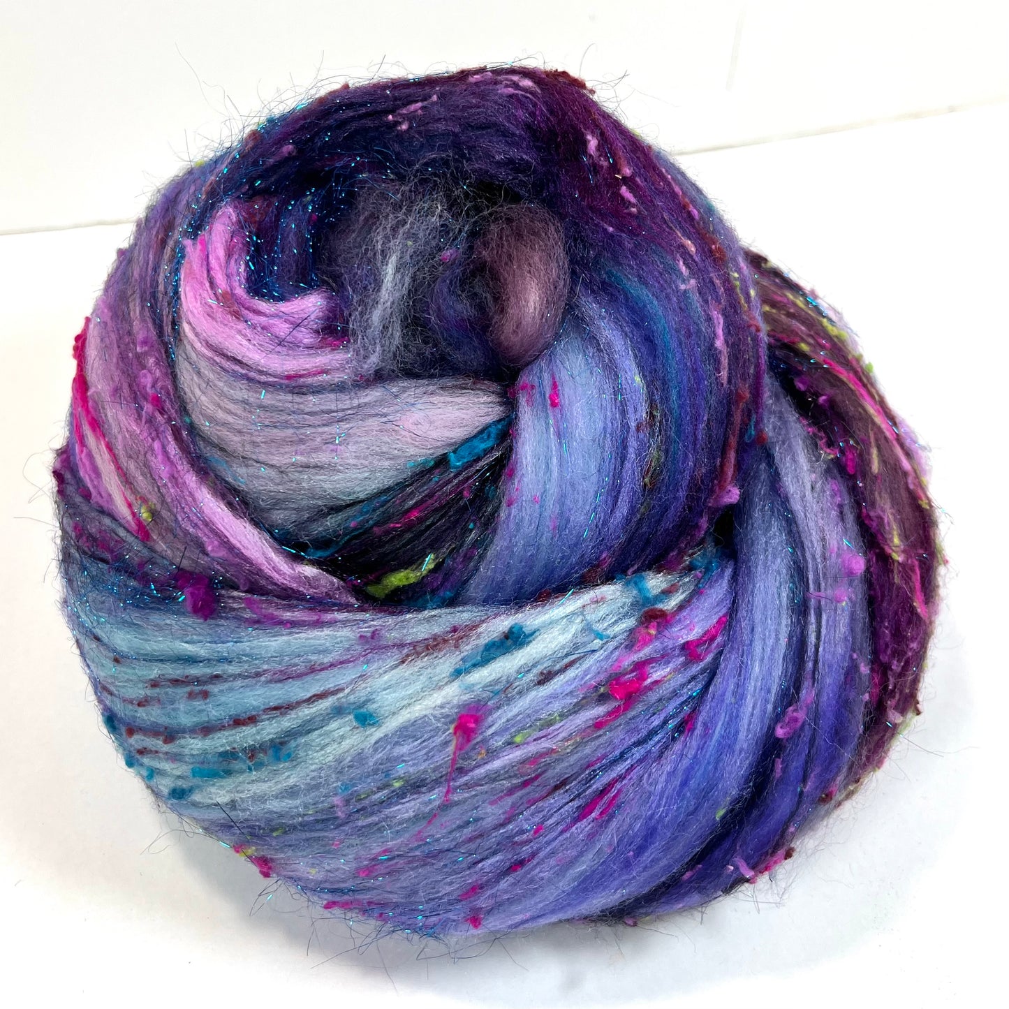 Mystique Batt 0729-02 - 3.5 oz soft wool, silk, noils, spinning fiber, drumcarded, handspinning, nuno, felting wool