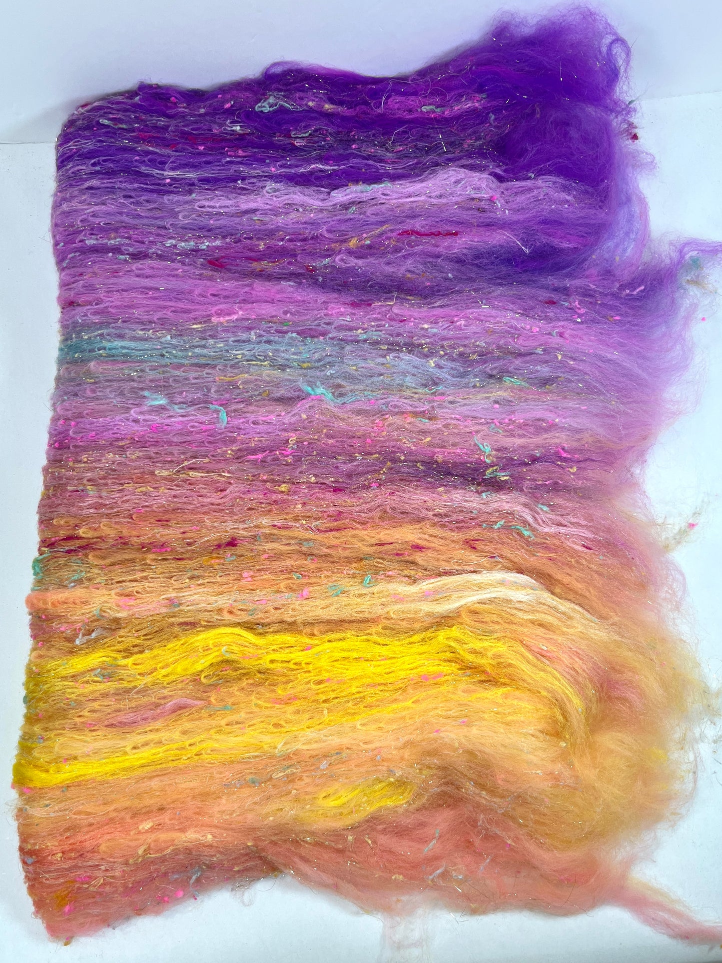 Cindy Lou Gradient Batt 0905-05 - 2.7 oz Polwarth wool, silk, hemp, noils, spinning fiber, handspinning, nuno, felting wool, weaving, spindle