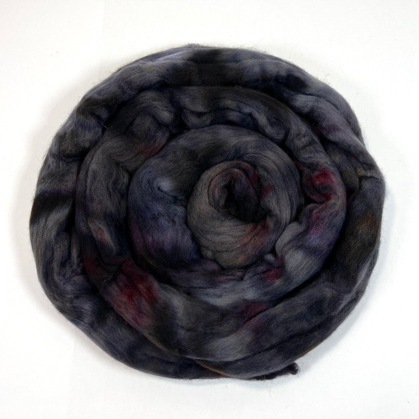 Carbon Oopsie - 2 oz 18.5 micron Merino combed top, roving, spinning fiber, handspinning, felting, needle felting, weaving supplies