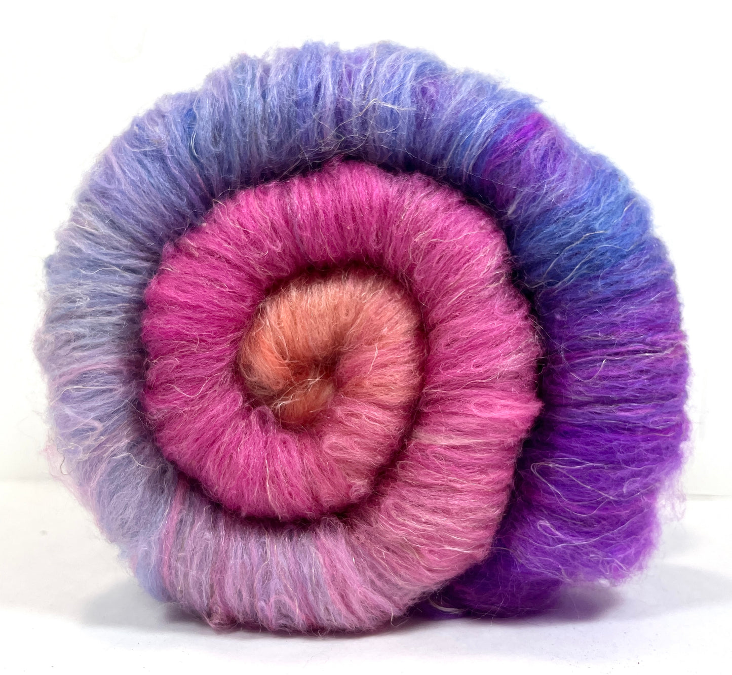 Razzleberry Batt 1224-05, Merino wool, silk, flax, spinning fiber, drumcarded, handspinning, nuno, felting wool
