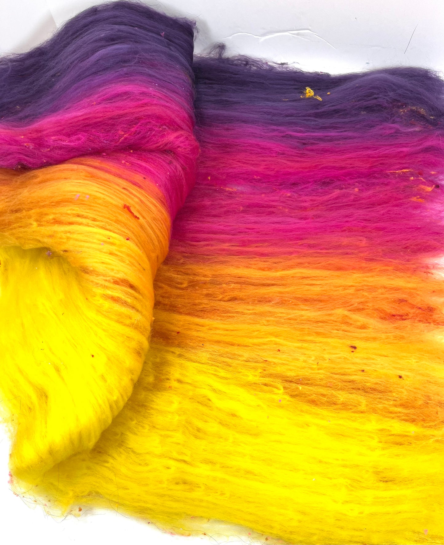 Sassy Gradient Batt 0504-06 - 2.7 oz Polwarth wool, silk, noils, spinning fiber, drumcarded, handspinning, nuno, felting wool