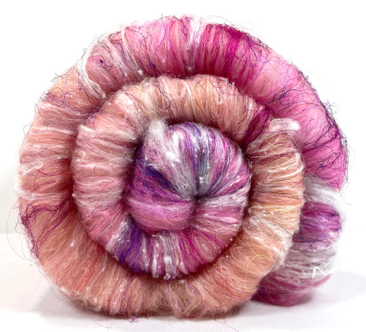Smooth and Silky Batt 1202-02 - 3.7 oz soft wools, silk, noils, spinning fiber, handspinning, nuno, felting wool, weaving