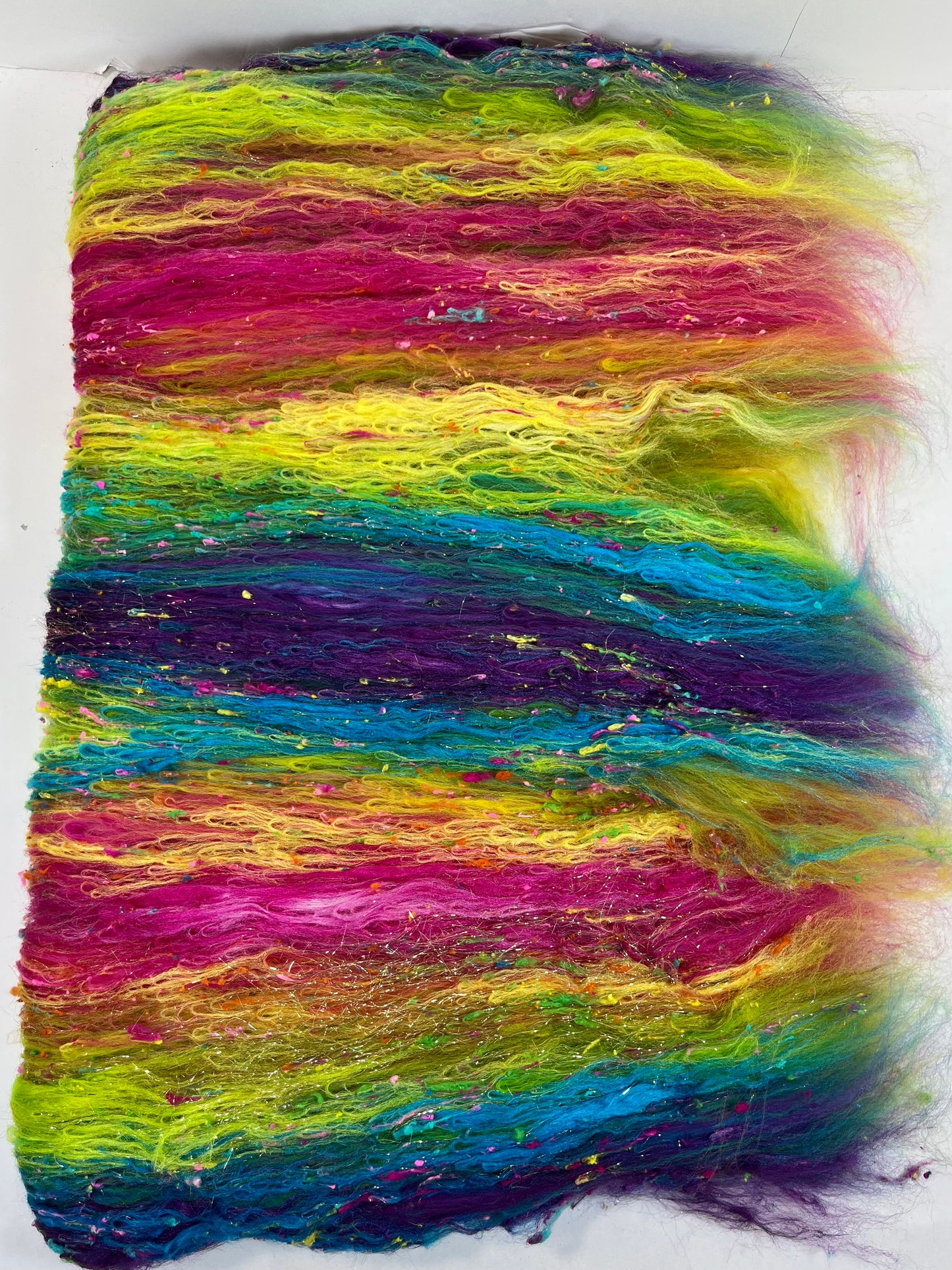 Tie Dye SC Batt 0508-03 - 3.1 oz Polwarth wool, silk, noils, spinning fiber, drumcarded, handspinning, nuno, felting wool