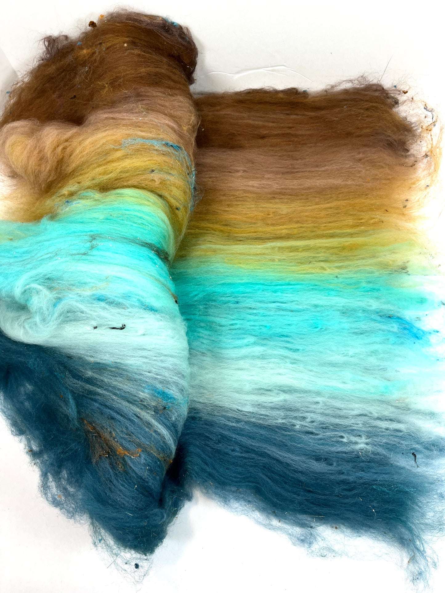 Royston Batt 1111-01 - 2.1 oz Falkland Merino wool, silk, noils, spinning fiber, drumcarded, handspinning, nuno, felting wool