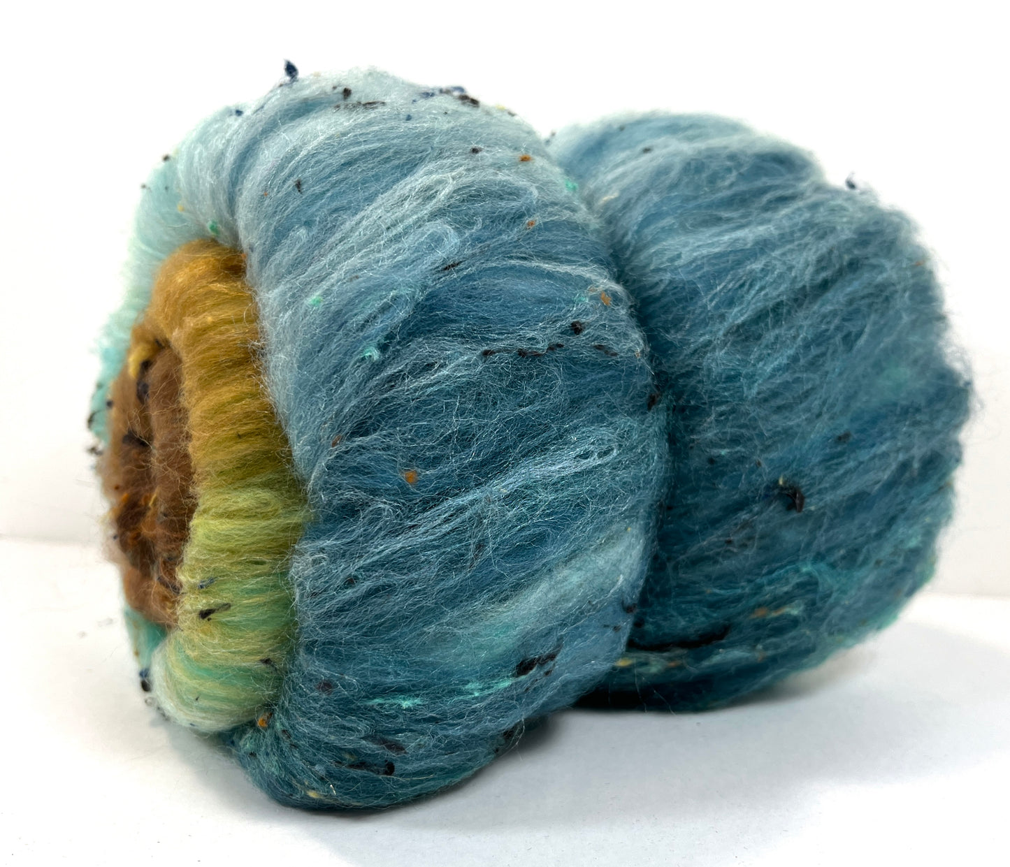 Royston Batt 1107-01 - 3 oz Falkland Merino wool, silk, noils, spinning fiber, drumcarded, handspinning, nuno, felting wool