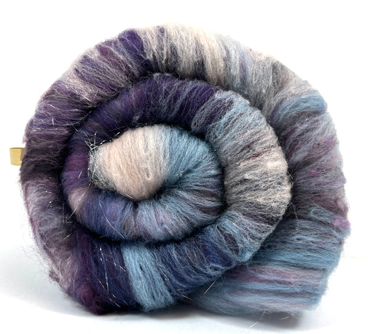 Crayon Box Batt 0525-08 - 3.6 oz Soft wool, sparkle, spinning fiber, drumcarded, handspinning, nuno, felting wool