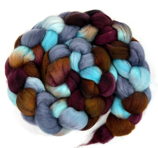 Winter Treeline SC - 4 oz hand painted wool combed top, roving, spinning fiber, handspinning, felting