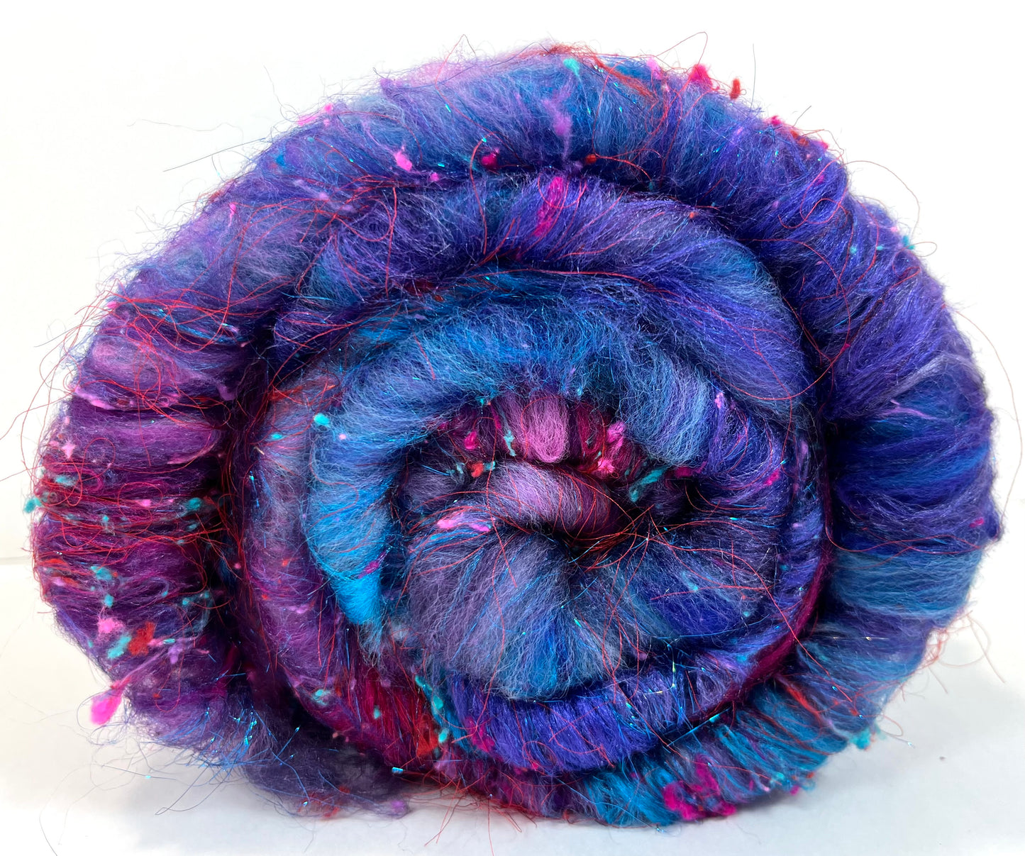 Midnight Fantastic Batt 0501-01 - 2.8 oz Cormo wool, silk, noils, spinning fiber, drumcarded, handspinning, nuno, felting wool