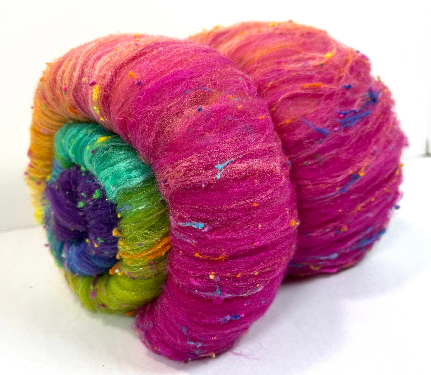 Plumeria Batt 1215-02 - 2.6 oz Cormo wool, silk, noils, spinning fiber, drumcarded, handspinning, nuno, felting wool