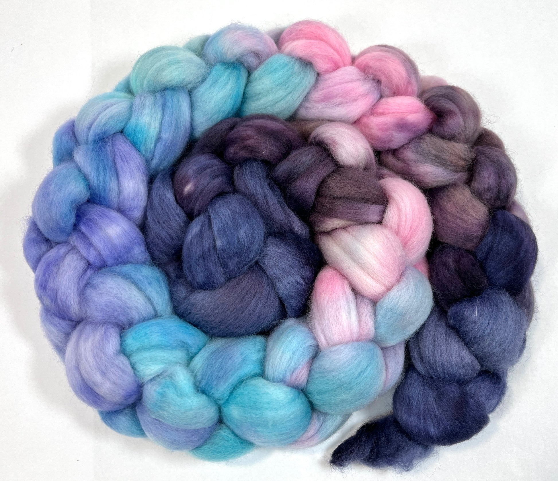 Mystique MG - 4 oz hand painted wool combed top, roving, spinning fiber, handspinning, felting