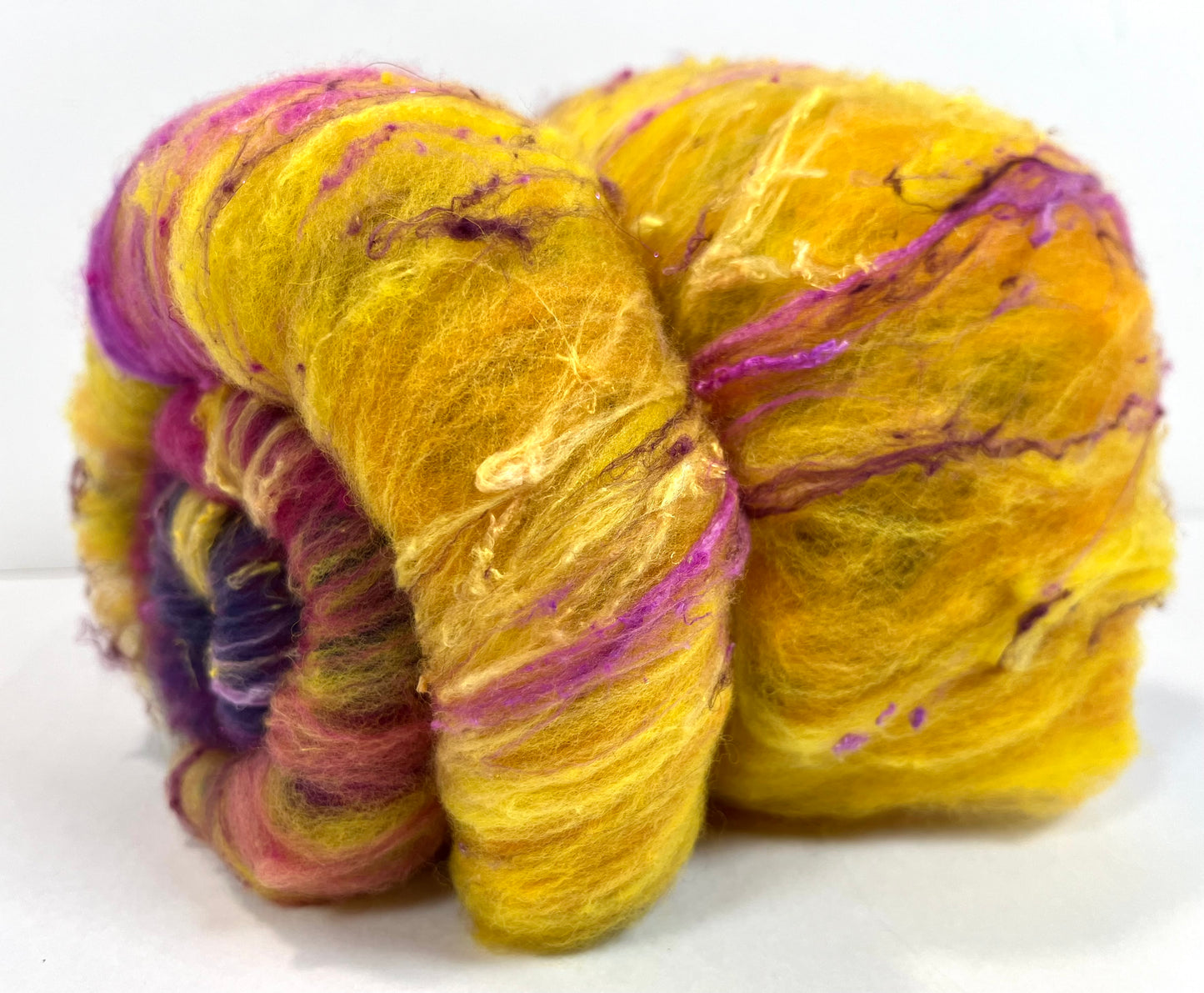 Sassy Blended Batt 0520-01 - 2.1 oz Cormo wool, silk, noils, spinning fiber, drumcarded, handspinning, nuno, felting wool