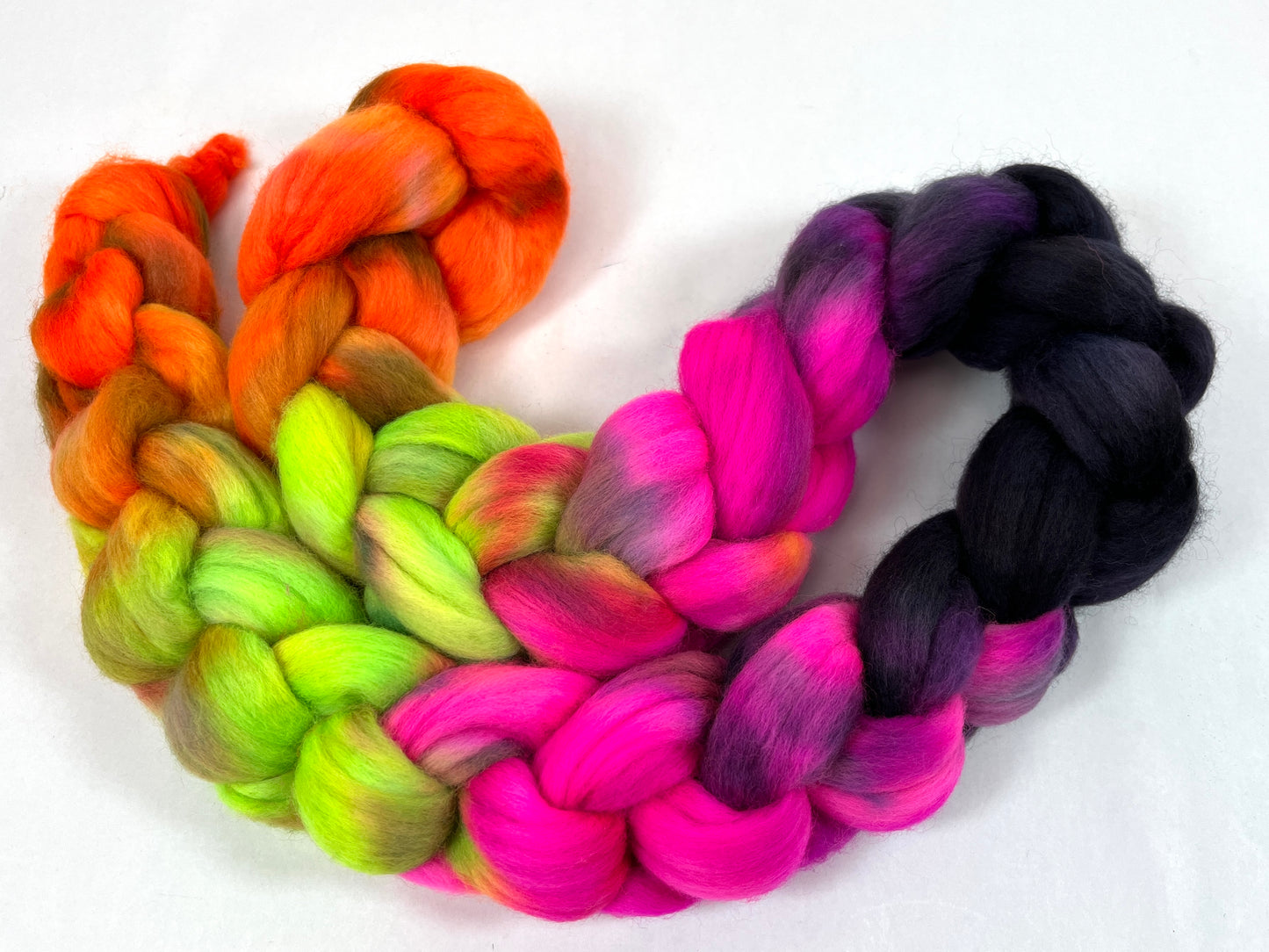 Cacophony MG - 4 oz hand painted wool combed top, roving, spinning fiber, handspinning, felting