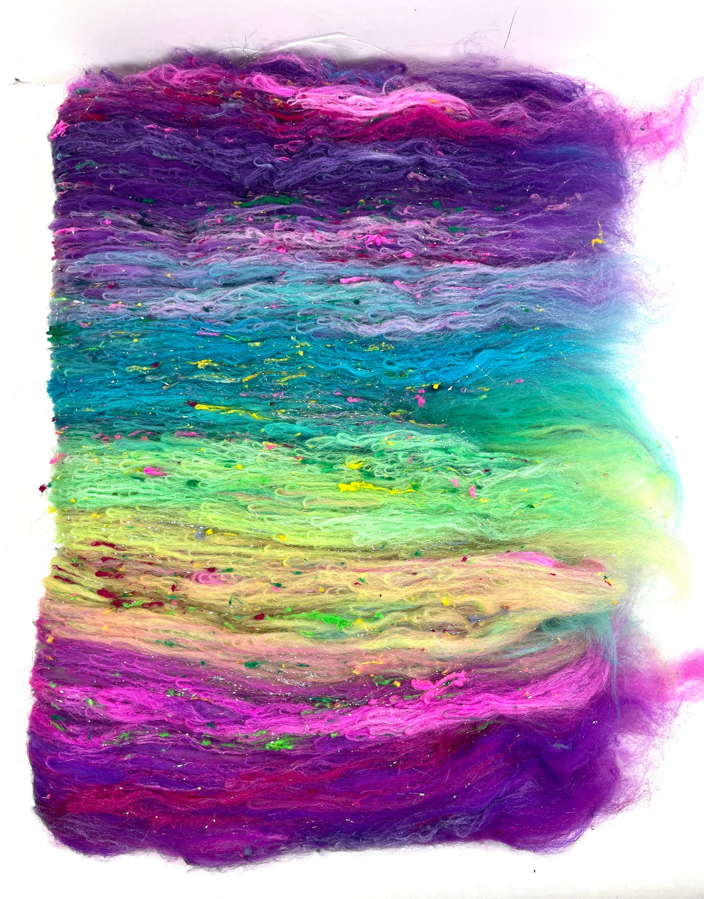 Disco Fever Gradient Batt 0711-04 - 2.4 oz Polwarth wool, silk, noils, spinning fiber, handspinning, nuno, felting wool, weaving, spindle