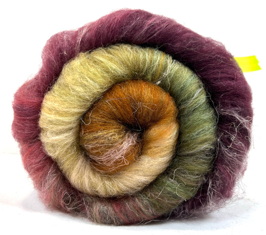 Renaissance Batt 0211-02 - 2 oz Merino, silk, flax wool, silk, spinning fiber, drumcarded, handspinning, nuno, felting wool