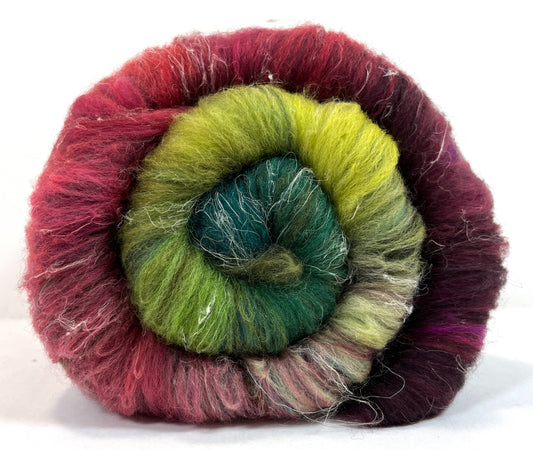 Crayon Box Batt 1003-05 - 3.1 oz Soft wool, hemp, NO SPARKLE, spinning fiber, drumcarded, handspinning, nuno, felting wool