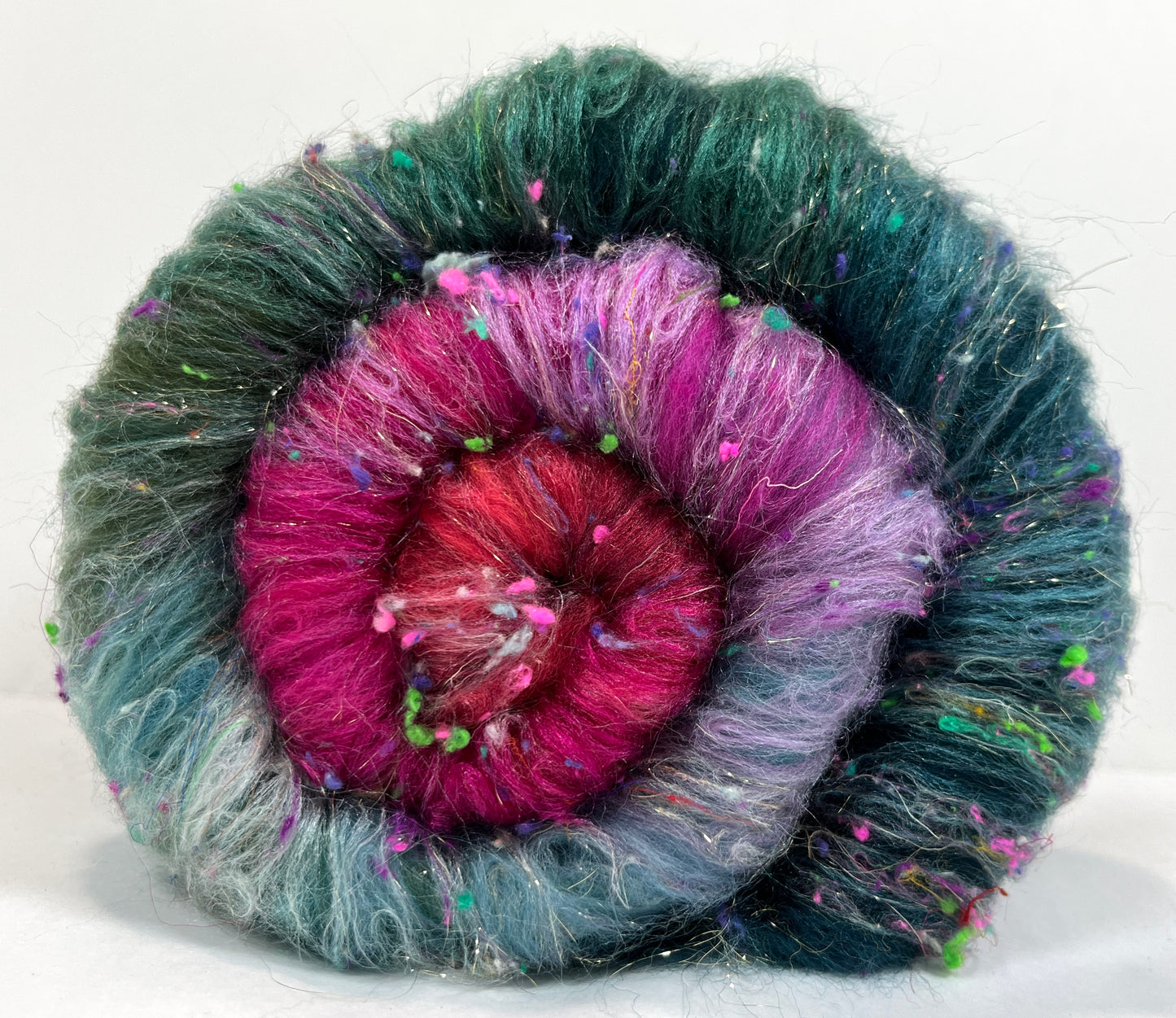 Lorelei Batt 0110-02 - 2.6 oz Falkland Merino wool, silk, noils, spinning fiber, drumcarded, handspinning, nuno, felting wool