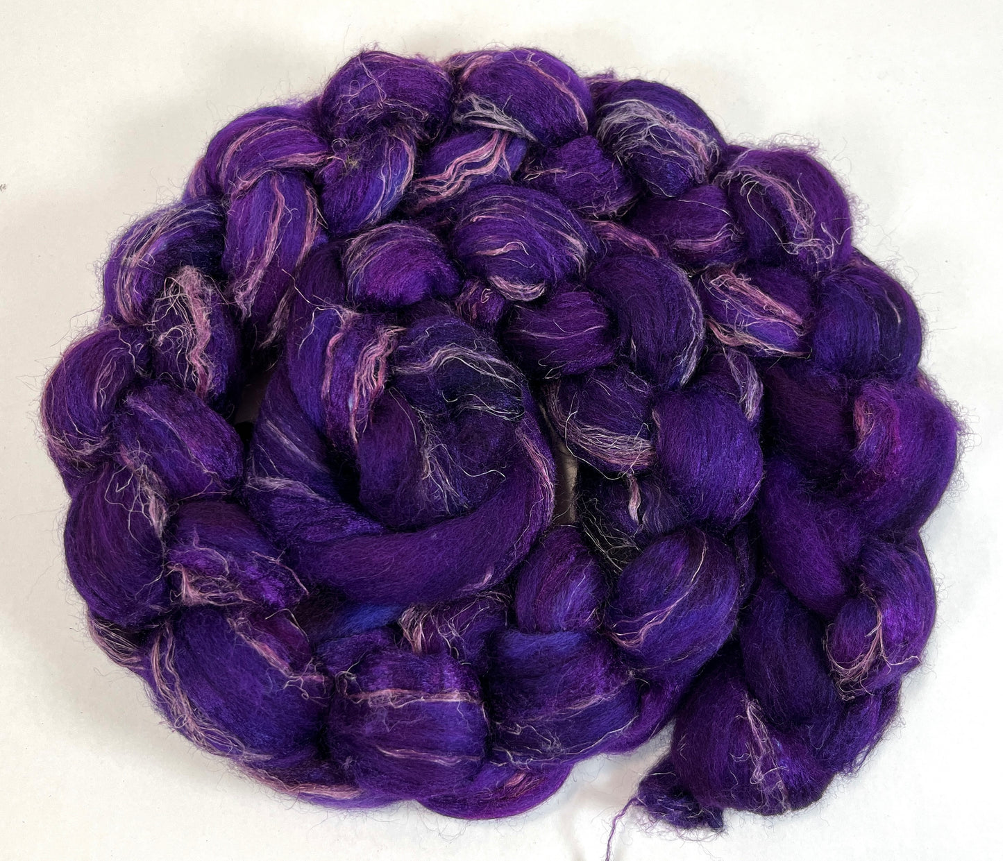 Grape Juice, 4 oz Merino, silk, flax wool combed top, roving, spinning fiber, handspinning, felting, needle felting, weaving supplies