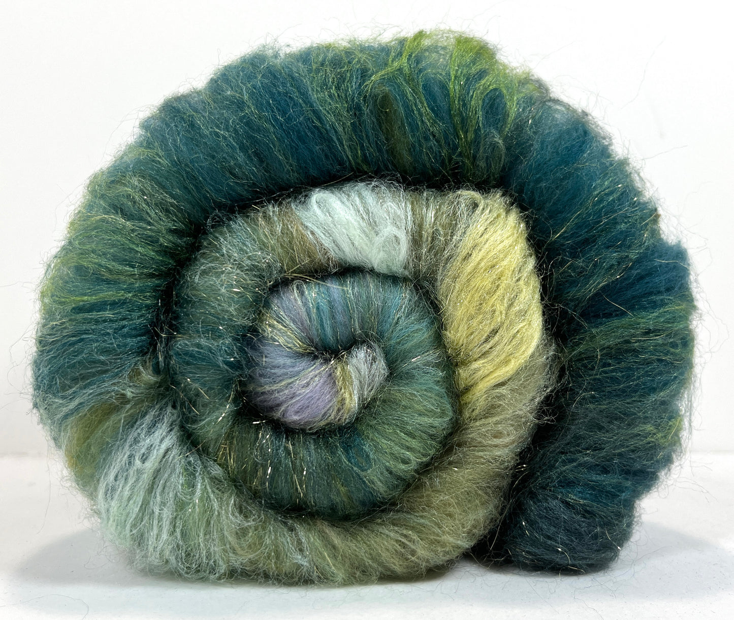 Greens Batt 0815-07 - 3 oz Falkland Merino wool, silk, noils, spinning fiber, handspinning, nuno, felting wool, weaving, spindle