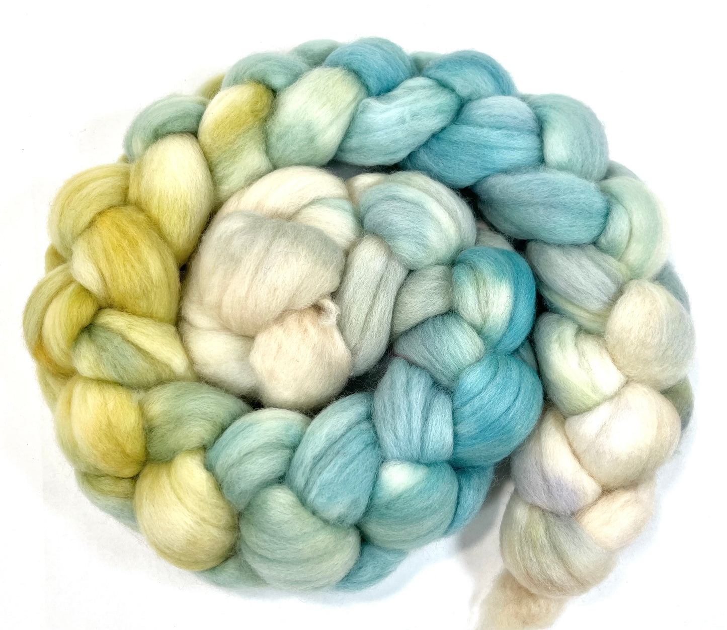 Whisper MG - 4 oz hand painted wool combed top, roving, spinning fiber, handspinning, felting
