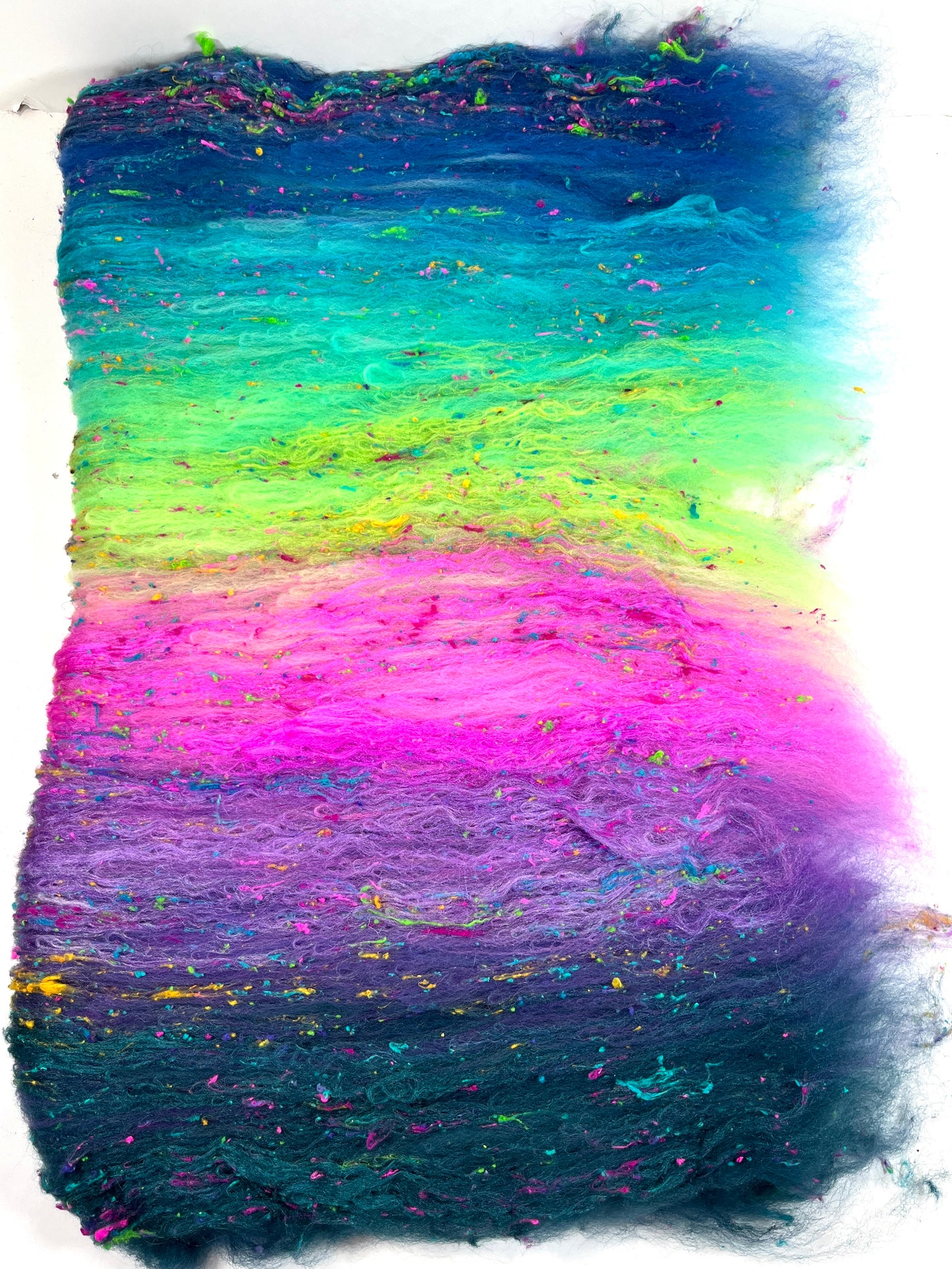 Nemesis Batt 0404-02 - 2.7 oz Cormo wool, silk, noils, spinning fiber, drumcarded, handspinning, nuno, felting wool