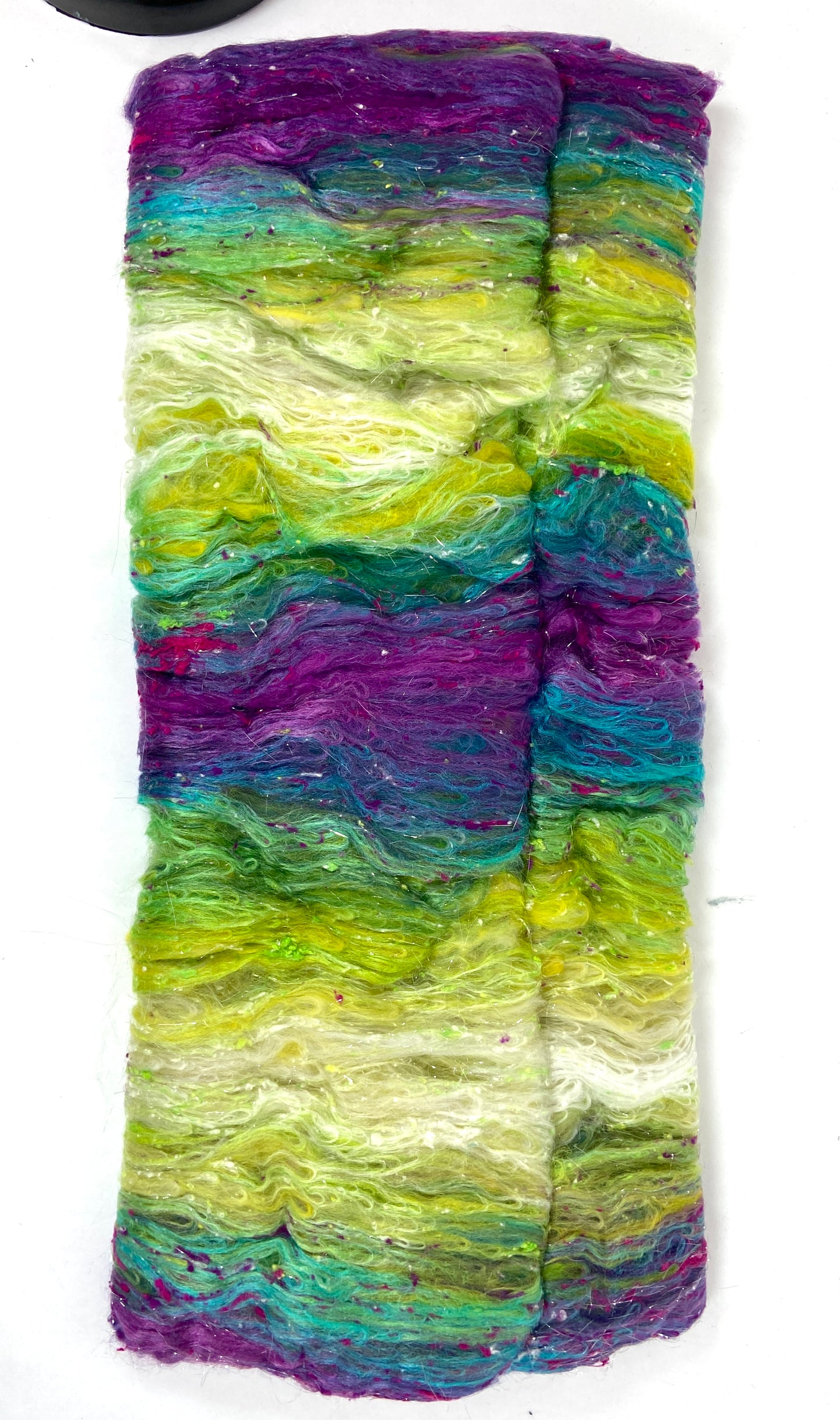 Abandon Batt 0920-11 - 3.1 oz 18.5 micron Merino wool, silk, noils, spinning fiber, handspinning, nuno, felting wool, weaving