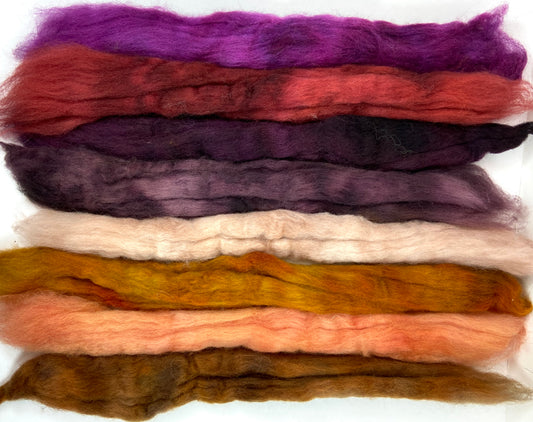 Combo Pack - 4 oz, Corriedale wool combed top, roving, spinning fiber, handspinning, felting, wool, 1205-02