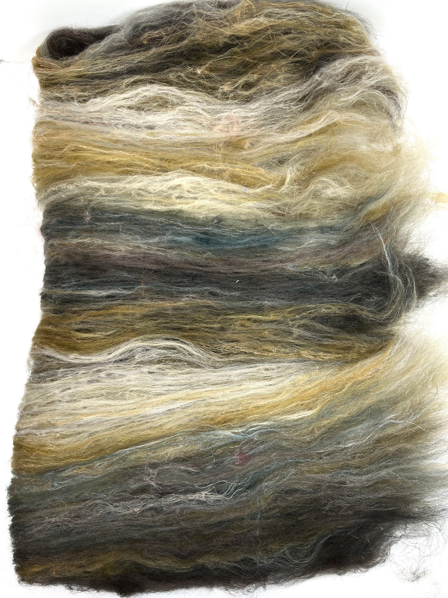 Mussels Batt 0210-04 - 2 oz Merino, silk, flax wool, silk, spinning fiber, drumcarded, handspinning, nuno, felting wool