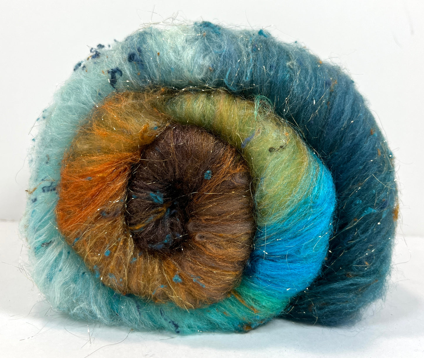 Royston Batt 1111-01 - 2.1 oz Falkland Merino wool, silk, noils, spinning fiber, drumcarded, handspinning, nuno, felting wool