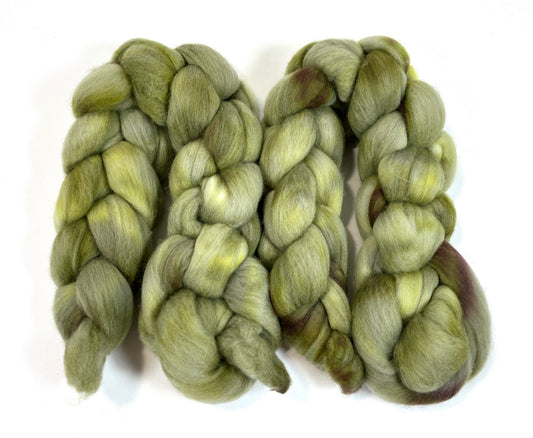 Lichen Oopsie - 4 oz Falkland Merino combed top, roving, spinning fiber, handspinning, felting, needle felting, weaving supplies
