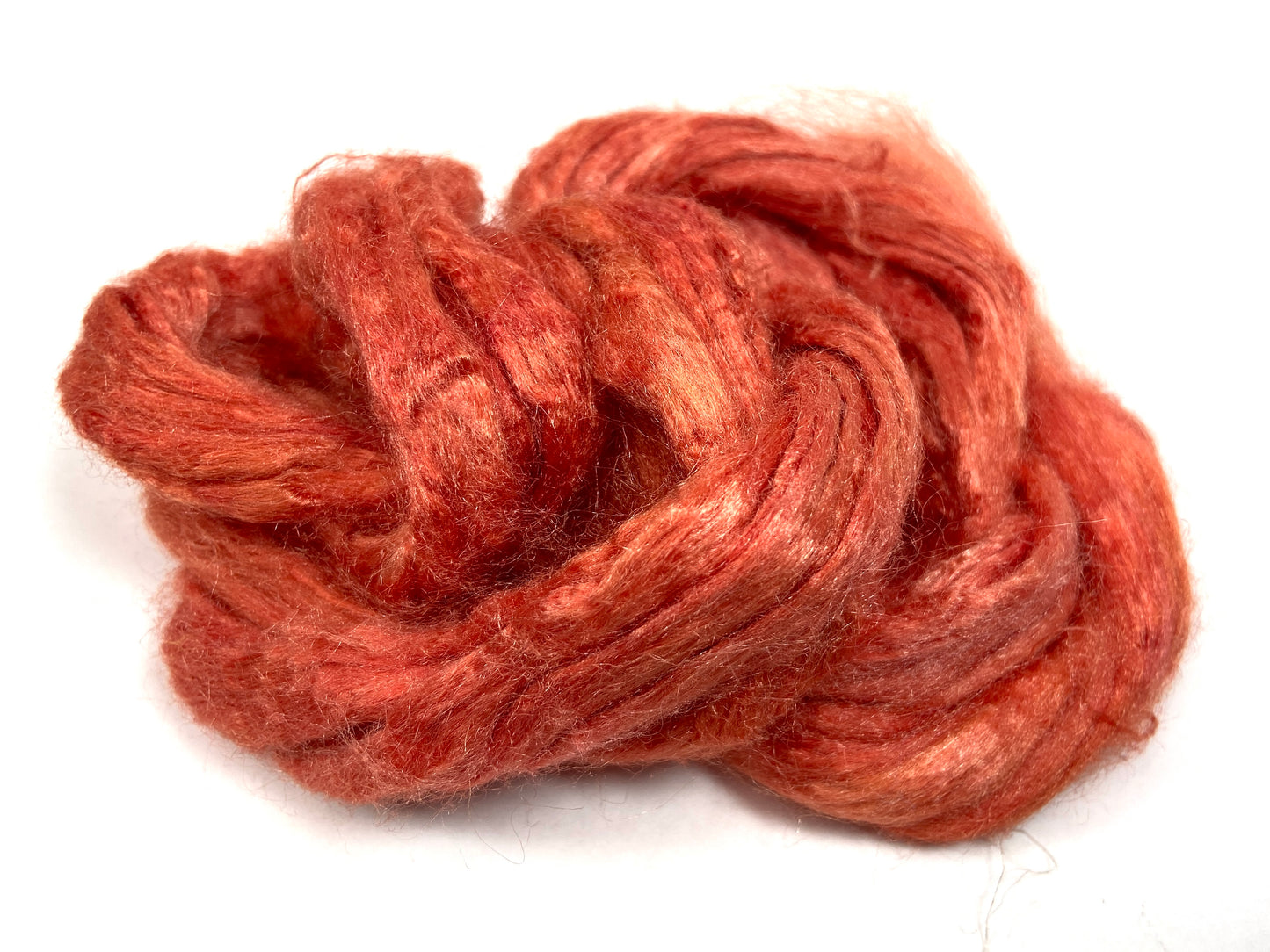 Tussah Silk - Salmon - hand dyed, nuno felting, spinning fiber, art yarn, handspinning, felting fiber, corespinning, roving, 1101-16