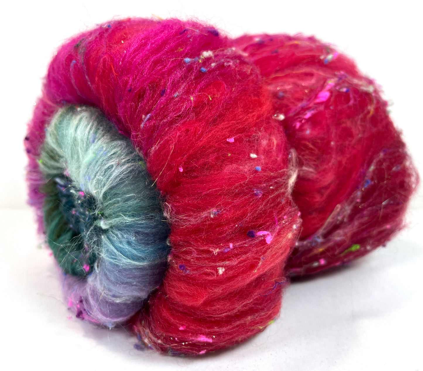 Lorelei Batt 0110-03 - 2.6 oz Falkland Merino wool, silk, noils, spinning fiber, drumcarded, handspinning, nuno, felting wool