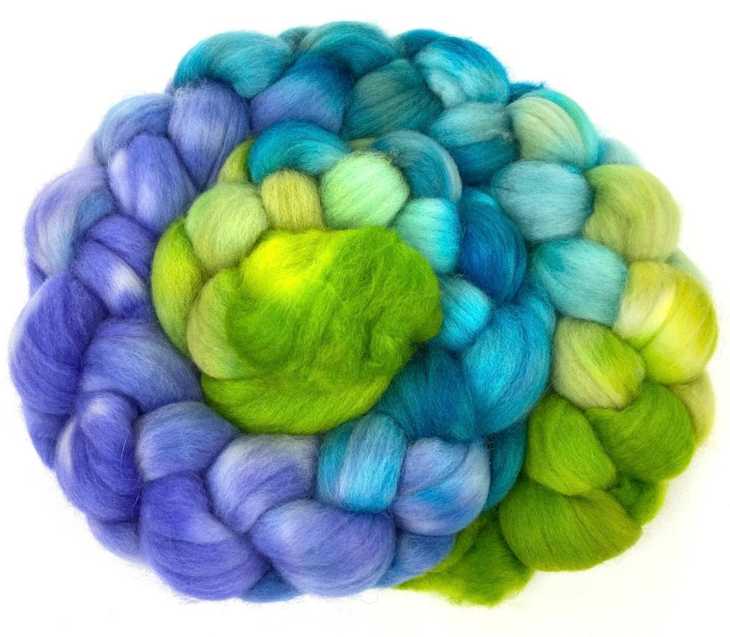 Chrysalis MG - 4 oz hand painted wool combed top, roving, spinning fiber, handspinning, felting