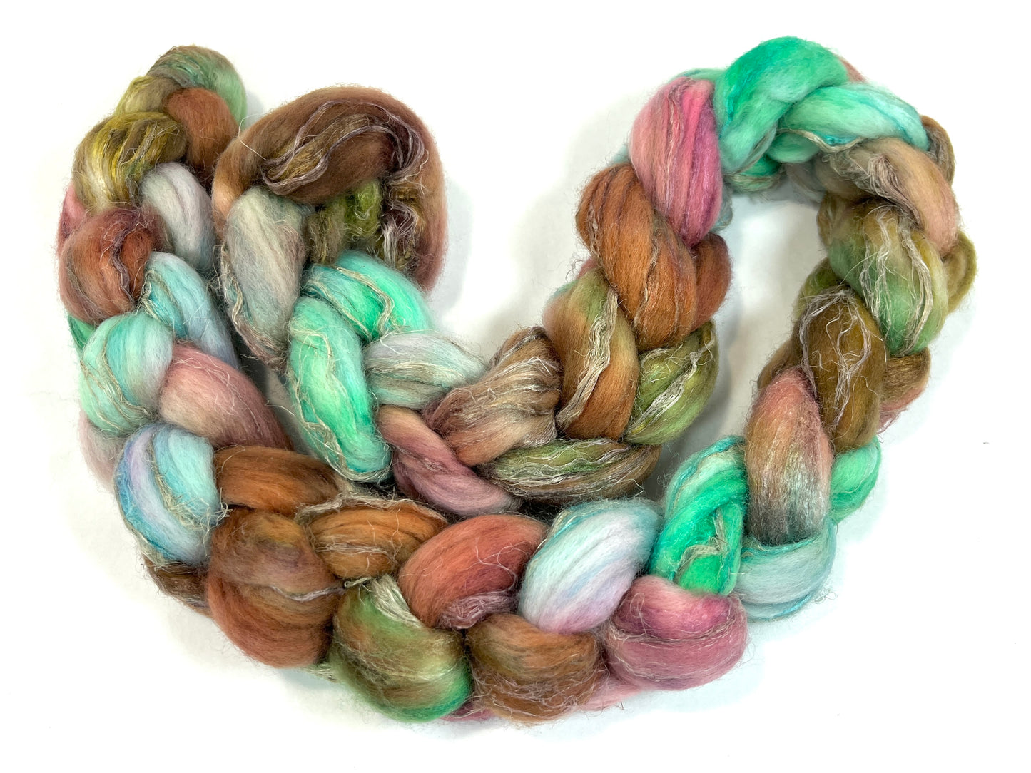 Day's End 0212-04, 4 oz Merino, silk, flax wool combed top, roving, spinning fiber, handspinning, felting, needle felting, weaving supplies