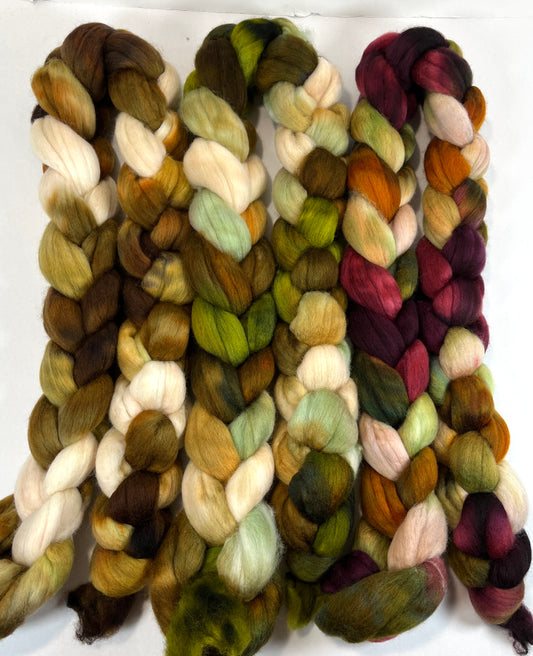 Fade Set - 12 oz total, Falkland Merino wool combed top, combo spin, plying set, roving, spinning fiber, handspinning, felting, HWR1203