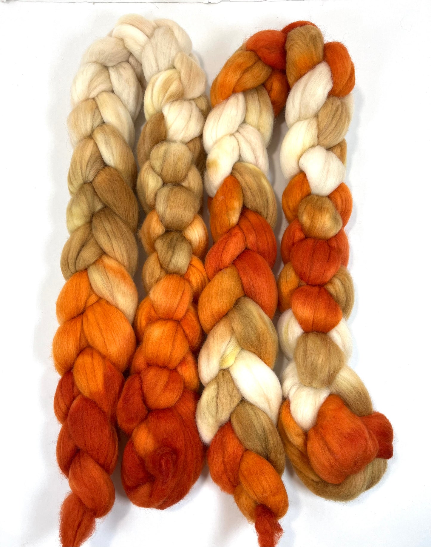 Winter Squash SC - 4 oz hand painted wool combed top, roving, spinning fiber, handspinning, felting